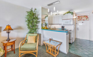 Sitting area and partial kitchen