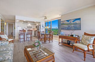 View from sofa to dining area