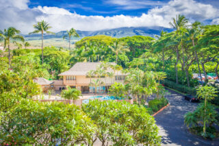 Mountain side w/view of Cabana & pool area